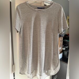 Apt. 9 Women's Short Sleeve Crewneck Tee - Beige & Gray Stripe